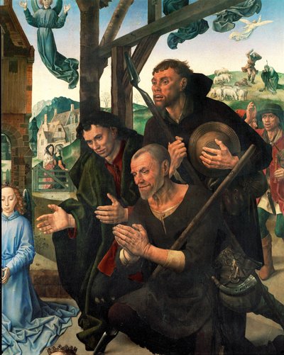 Tre hyrder (tempera på træ) af Hugo van der Goes