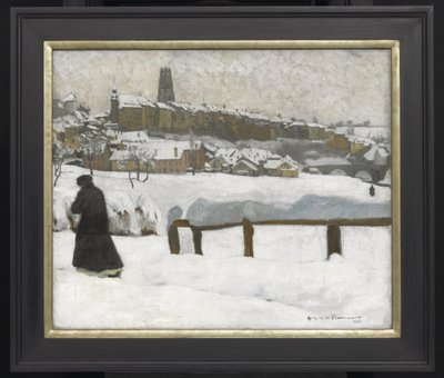 Freiburg i sneen, ca. 1920 (olie på lærred) af Hugues de Beaumont