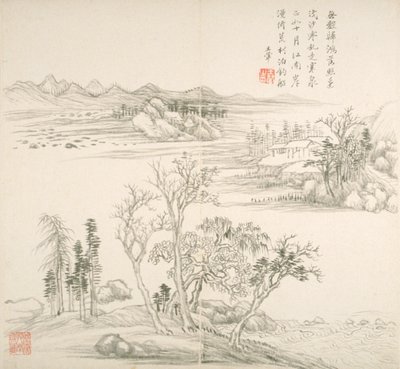 Album efter gamle mestre og digte (album (10 blade), blæk på papir) af Hui Wang