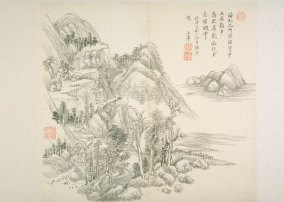 Album efter gamle mestre og digte (album (10 blade), blæk på papir) af Hui Wang