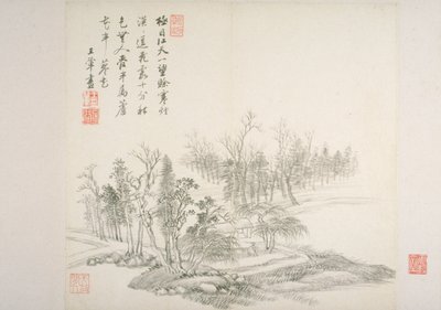 Album efter gamle mestre og digte (album (10 blade), blæk på papir) af Hui Wang