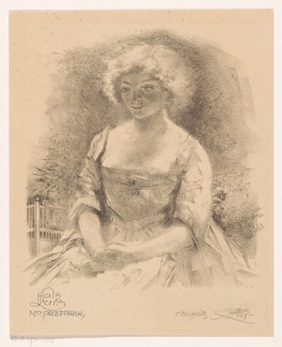 Siddende pige af Huib Luns (signed by artist)