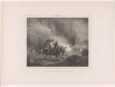 Angriber soldater til hest Angreb af cuirassiers på et batteri (titel på objekt) Album af hollandske malere (serietitel på objekt) af Huib van Hove Bz