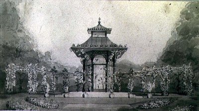Design til en voliere og pergola i kinesisk stil af Humphry Repton