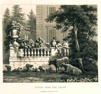 Hegn ved huset, fra "Fragments on the Theory and Practice of Landscape Gardening", udg. 1816 (litografi) af Humphry Repton