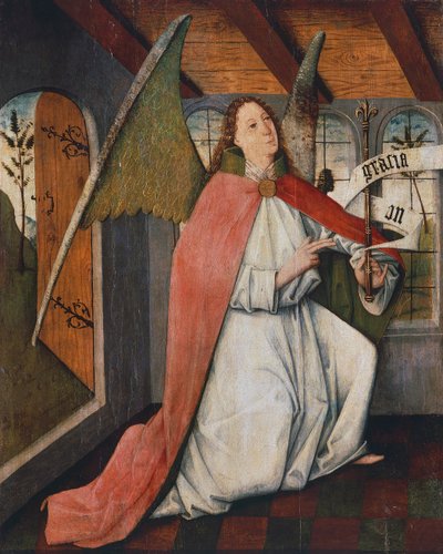 Ærkeenglen Gabriel, detalje fra Annunciation, maleri af ungarsk ukendt kunstner, Ungarn af Hungarian School