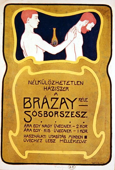 Ungarsk reklame for Eau de Toilette Brazay, ca. 1900 (farve litho) af Hungarian School