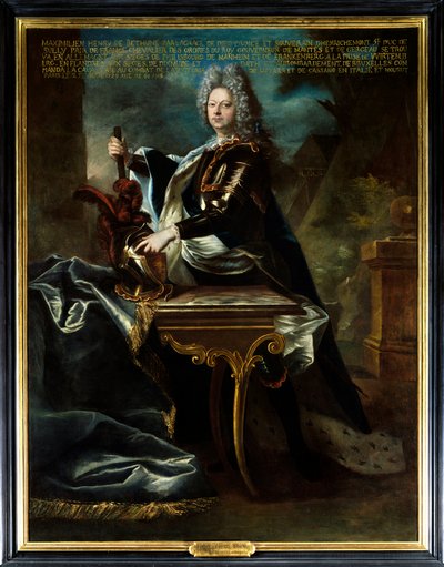 Portræt af Maximilian Henrik VI af Bethune, femte hertug af Sully (1669-1729). Maleri tilskrevet Hyacinthe Rigaud (1659-1743). Olie på lærred. Obligatorisk omtale: Sully sur Loire, Chateau de Sully - Portræt af Maximilian Henri VI de Bethune, femte hertug  af Hyacinthe (attr. to) Rigaud