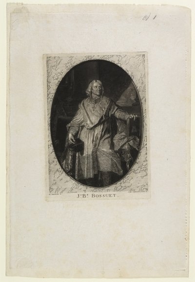 J.B. Bossuet (til fods), graveret af Jean-Baptiste de Grateloup, 1771 (mezzotint, akvatint og tørnål på chine collé) af Hyacinthe Francois Rigaud