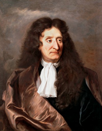 Portræt af Jean de La Fontaine af Hyacinthe Francois Rigaud