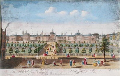 Bethlehem Hospital, graveret af T. Bonles af I. (after) Maurer