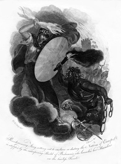 Revolutionært raseri og Britannia, 1814. af I. Brown