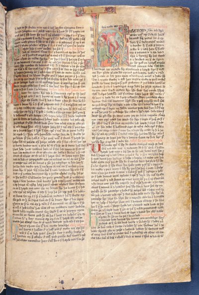 Begyndelsen på Fortællingen om Halfdan den Sorte, fra Flateyjarbok (The Book of Flatey) slutningen af det 14. århundrede af Icelandic School