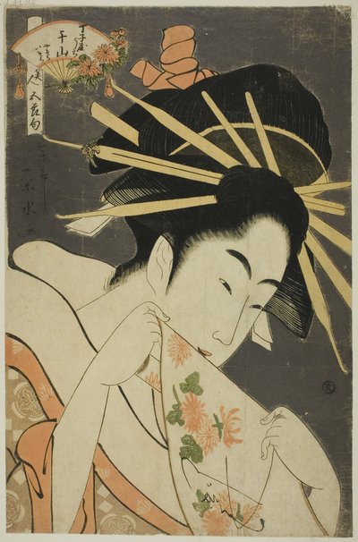 Courtesan Senzan fra Chojiya, fra serien "De fem festivalers skønheder (Bijin gosekku)" af Ichirakutei Eisui
