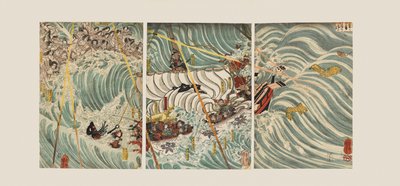 Taira-spøgelserne angriber Yoshitsunes skib af Ichiyusai Kuniyoshi