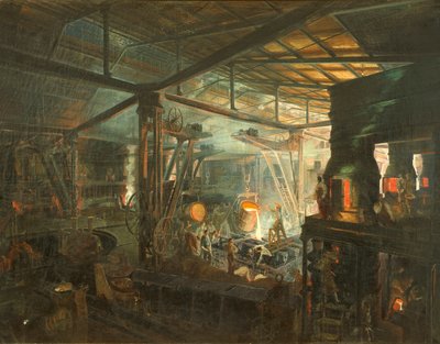 Frankrig, Støberiet, ca. 1864 (olie på lærred) af Ignace Francois Bonhomme