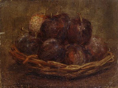 En kurv med blommer, 1869 - 1869 (olie på lærred, monteret som en tegning) af Ignace Henri Jean Fantin Latour