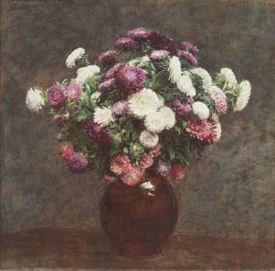 Asters i en vase af Ignace Henri Jean Fantin Latour