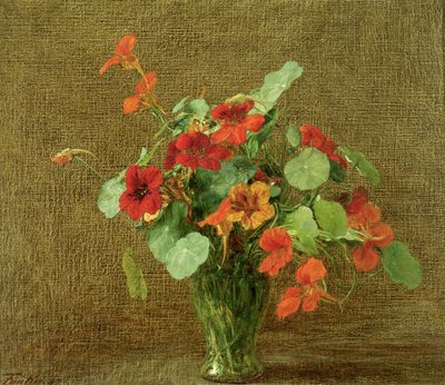 Capuciner (Nasturtiums) af Ignace Henri Jean Fantin Latour
