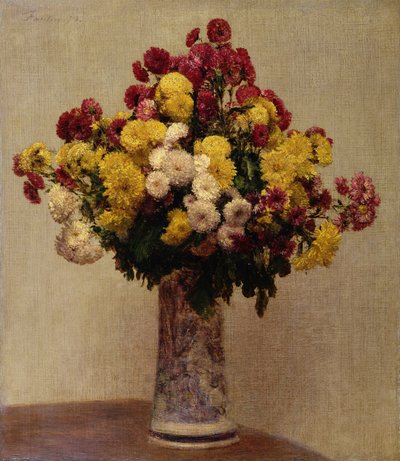 Krysantemum i en vase, 1873 af Ignace Henri Jean Fantin Latour