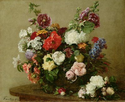 Franske roser og pæoner, 1881 af Ignace Henri Jean Fantin Latour