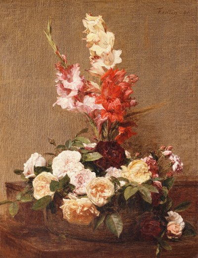 Gladioli og roser, 1881 af Ignace Henri Jean Fantin Latour