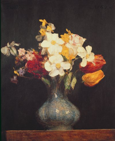 Narcisser og tulipaner, 1862 af Ignace Henri Jean Fantin Latour