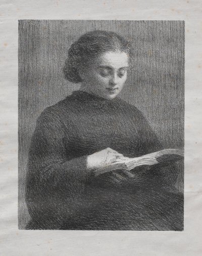 Læsning: Portræt af kunstnerens søster, 1897. af Ignace Henri Jean Fantin Latour