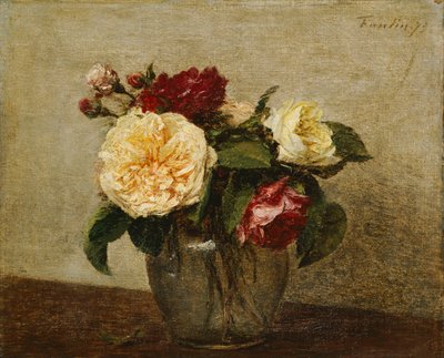 Røde og gule roser, 1879 af Ignace Henri Jean Fantin Latour