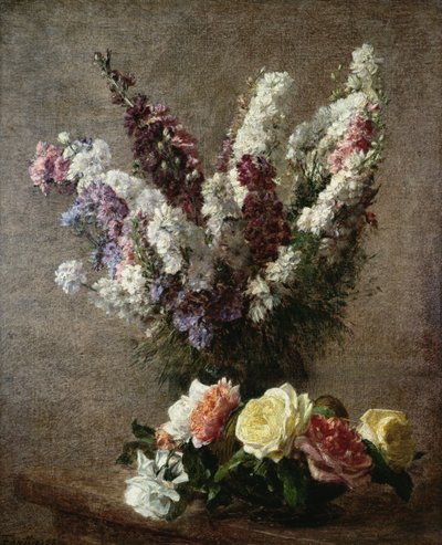Roser og Lærkespore, 1885 af Ignace Henri Jean Fantin Latour