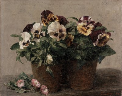 Stilleben af stedmoderblomster og tusindfryd, 1889 af Ignace Henri Jean Fantin Latour
