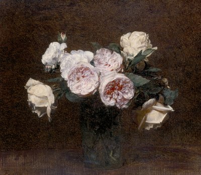 Stilleben: lyserøde, hvide og gule roser, 1894 af Ignace Henri Jean Fantin Latour