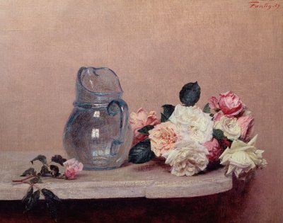 Stilleben med roser, 1889 af Ignace Henri Jean Fantin Latour