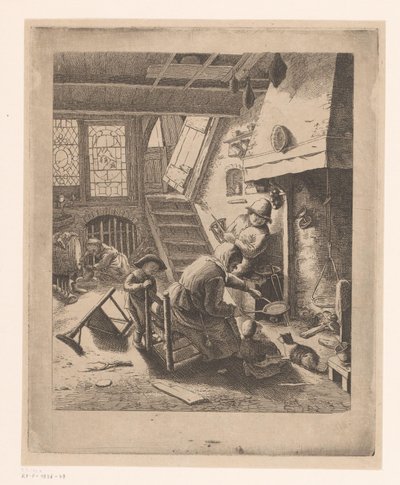 Pandekagebager med mand og børn af Ignace Joseph de Claussin (attributed to)
