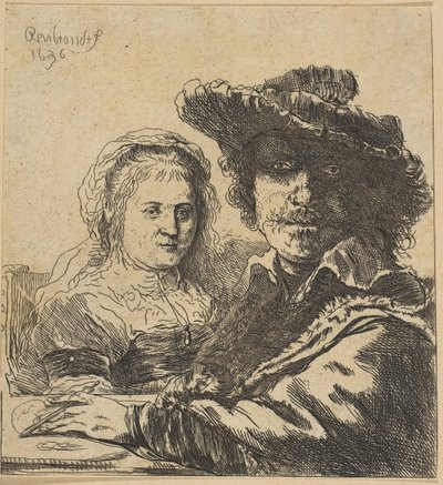 Rembrandt og hans kone kopi, 1786-1844. af Ignace Joseph de Claussin