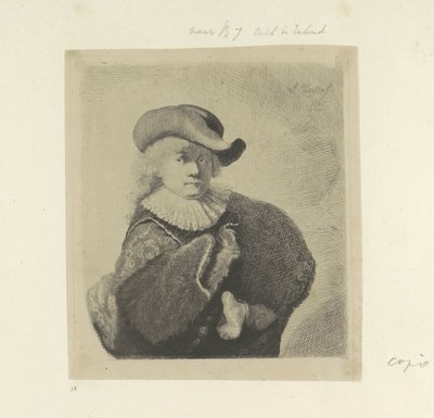Selvportræt med floppy skyggehat og broderet kappe Recueil de quatre-vingt-cinq estampes originales (serietitel) af Ignace Joseph de Claussin