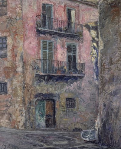 CALLE DEL ANGEL DE GERONA - 1931 - OLIE / LÆRD - 80 × 67 CM af Ignacio Zuloaga y Zabaleta
