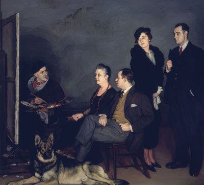 MALEREN OG HANS FAMILIE - 1937 - OLEO / LÆRD af Ignacio Zuloaga y Zabaleta