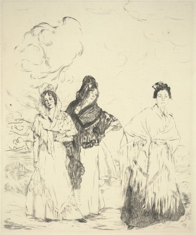 Las Manolas, ca. 1899 (tørpunkt) af Ignacio Zuloaga y Zabaleta