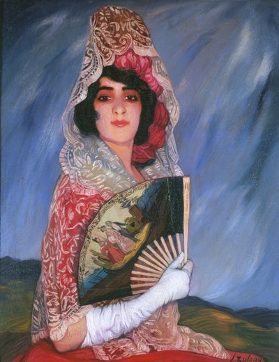 Min kusine Cándica med mantilla, ca. 1913. af Ignacio Zuloaga y Zabaleta