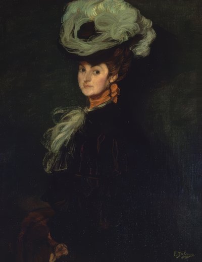 PORTRÆT AF ANNIE BOURDIN - 1906 - OLIE / LÆRD -101X78 CM af Ignacio Zuloaga y Zabaleta