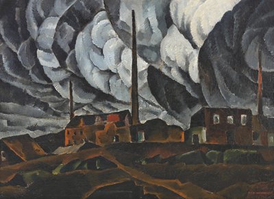 Landskab med fabriksbygning, begyndelsen af 1920