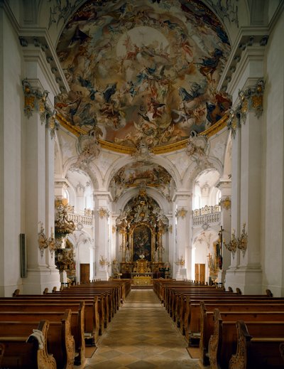 Indvendigt billede af klosteret San Marino og San Anianus (Marinus og Anianus) af arkitekten Ignaz Guenther (1725-1775) af Ignaz  Gunther