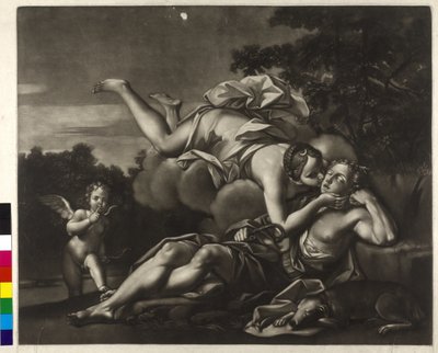 Mezzotinte af Ignatius Unterberger Selene og Endymion (mezzotinte) af Ignaz Unterberger