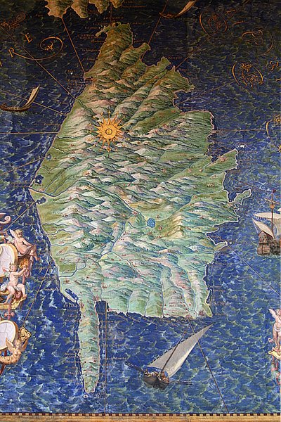 Kort over Korsika - Kortgalleriet - Vatikanmuseerne. af Ignazio Danti