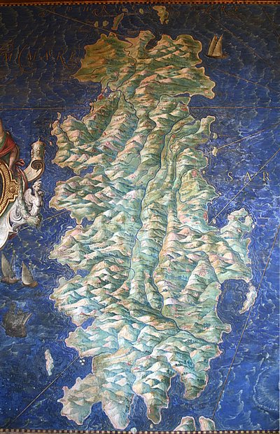 Kort over Sardinien - Kortgalleriet - Vatikanmuseerne. af Ignazio Danti