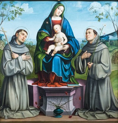 Madonna og barn med den hellige Frans af Assisi og den hellige Antonius af Padova af Il (1450 1517) Francia