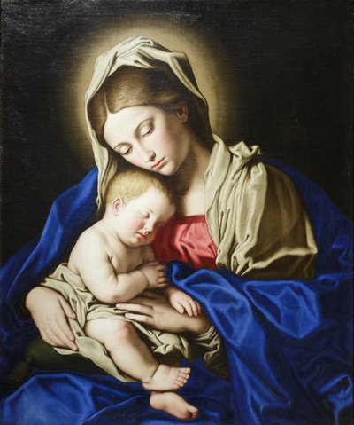 Madonna og barn, ca. 1638 (olie på lærred) af Il (1609-85) Sassoferrato