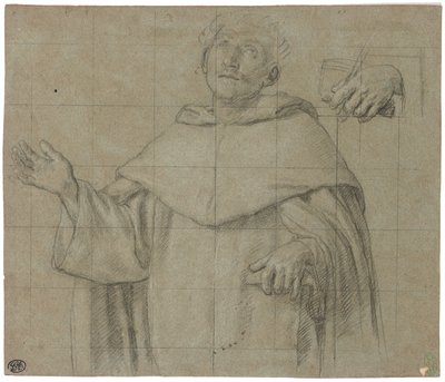 En dominikansk helgen, måske Saint Peter Martyr, halvlang, der holder en bog af Il Sassoferrato