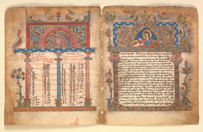 Armensk manuskript Bifolium, armensk, 1400-tallet. af Illuminator Minas